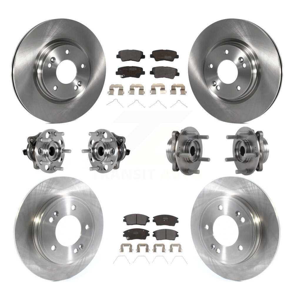 Hub Bearing Brake Rotor Pad Front Rear Kit (10Pc) For 17-20 Hyundai Elantra 1.6L