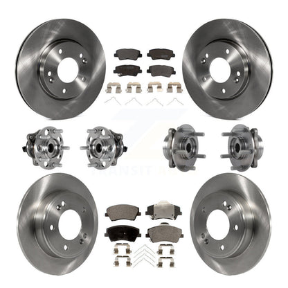 Hub Bearing Brake Rotor Pad Front Rear Kit (10Pc) For 17-20 Hyundai Elantra 2.0L
