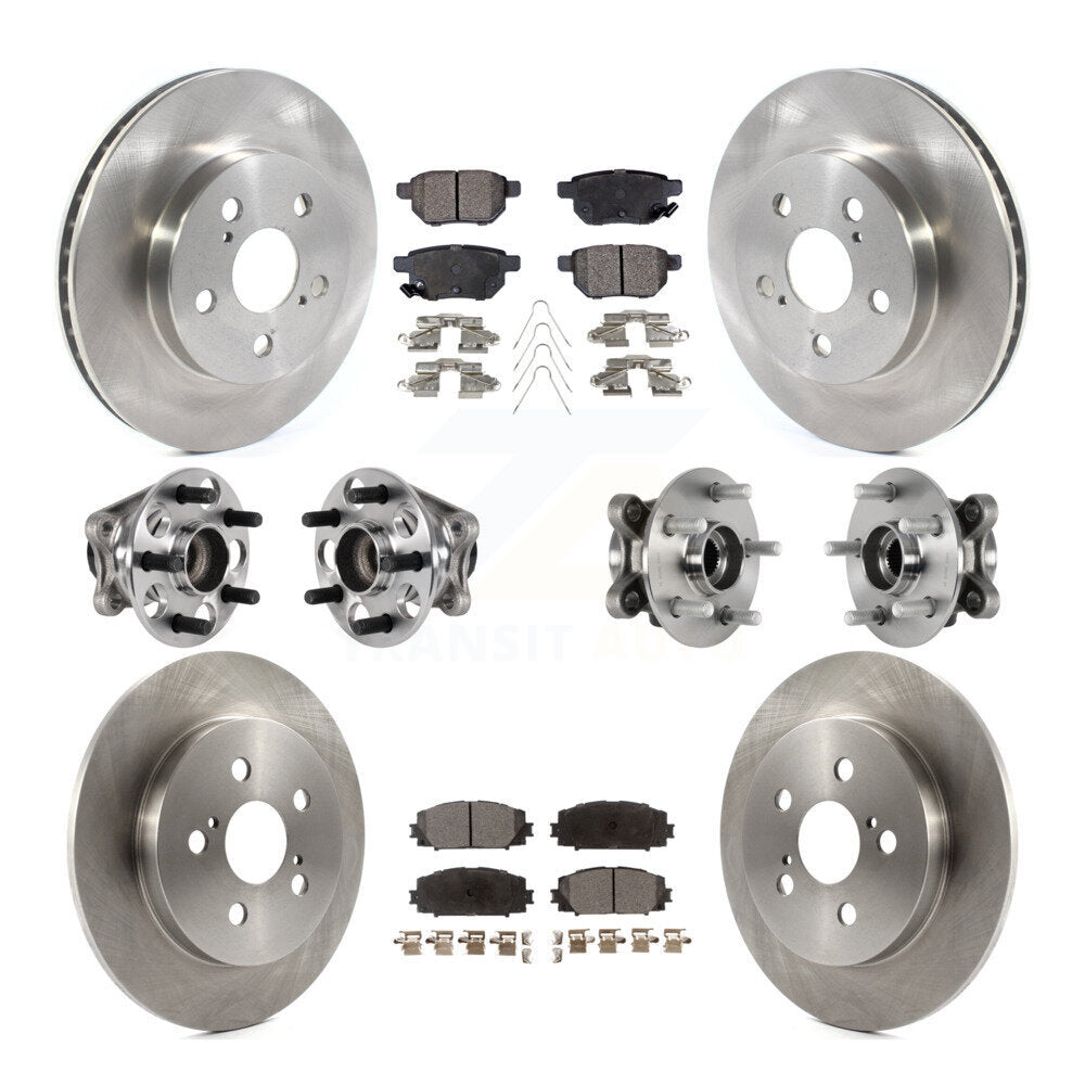 Hub Bearing Disc Brake Rotor & Pads Front Rear Kit (10Pc) For Toyota Prius Prime