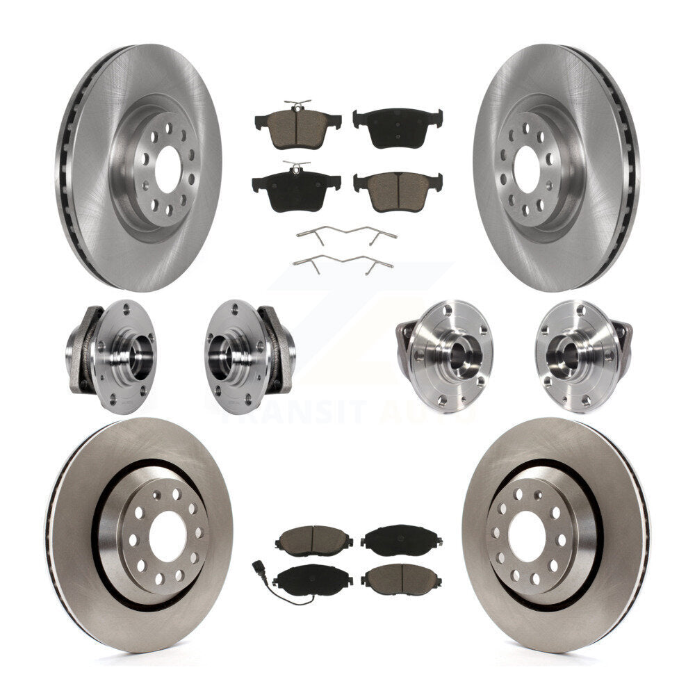 Hub Bearing Brake Rotor Pads Front Rear Kit (10Pc) For Volkswagen Golf R Audi S3