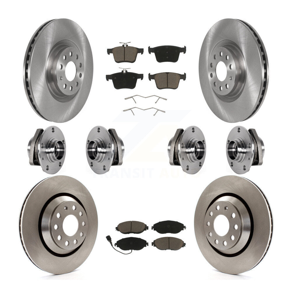 Hub Bearing Disc Brake Rotors And Ceramic Pads Front Rear Kit (10Pc) For Audi S3