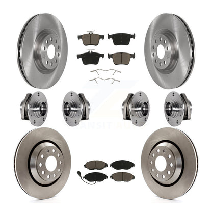 Hub Bearing Disc Brake Rotors And Ceramic Pads Front Rear Kit (10Pc) For Audi S3