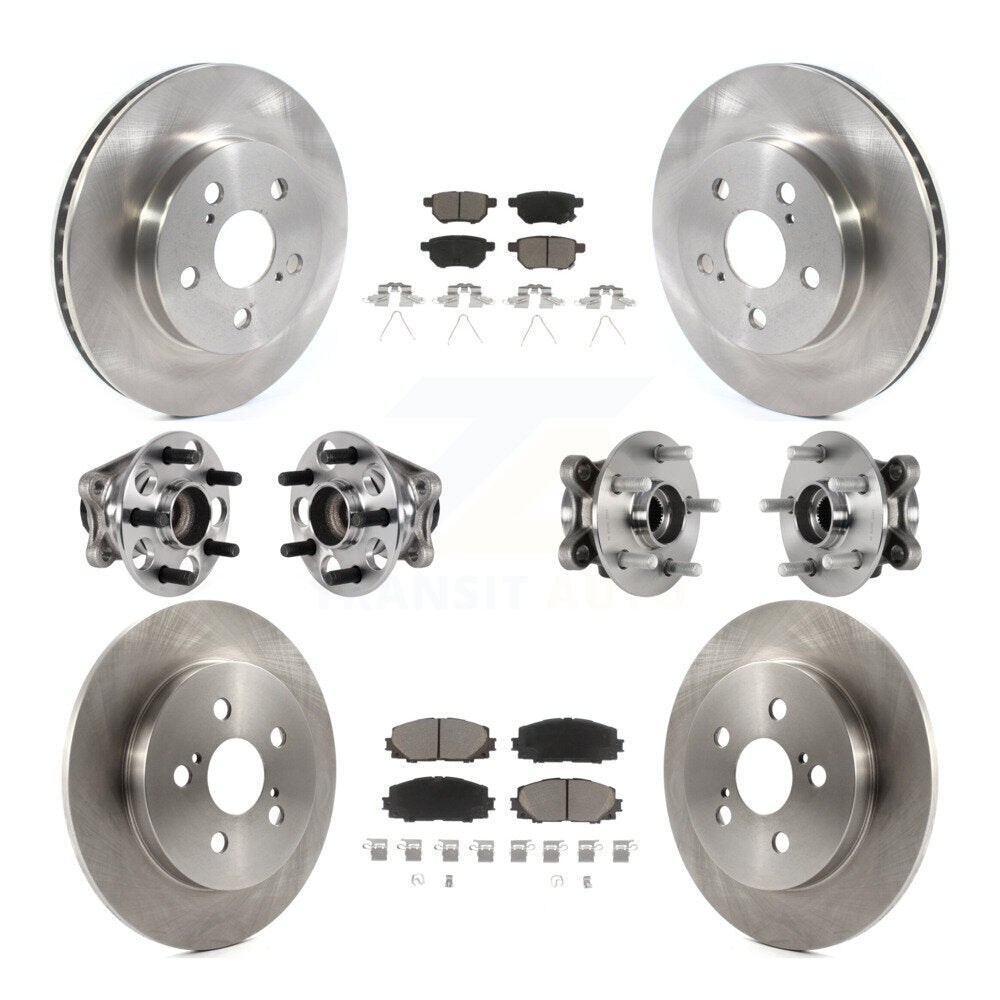Hub Bearing Disc Brake Rotor & Pads Front Rear Kit (10Pc) For Toyota Prius Prime
