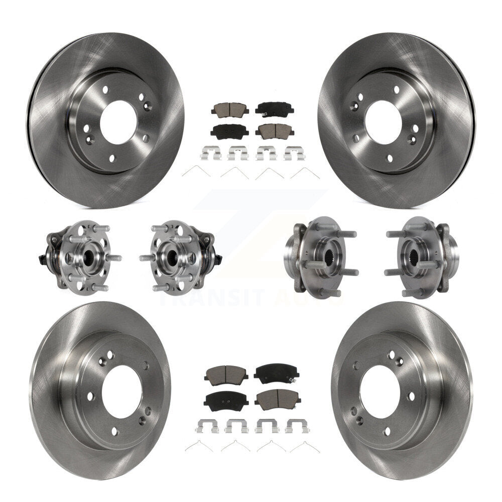 Hub Bearing Brake Rotor Pad Front Rear Kit (10Pc) For 17-20 Hyundai Elantra 2.0L