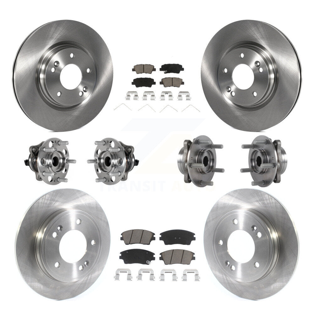 Hub Bearing Brake Rotor Pad Front Rear Kit (10Pc) For 17-20 Hyundai Elantra 1.6L