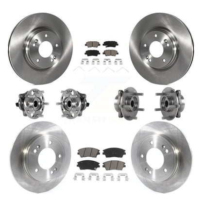Hub Bearing Brake Rotor Pad Front Rear Kit (10Pc) For 17-20 Hyundai Elantra 1.6L