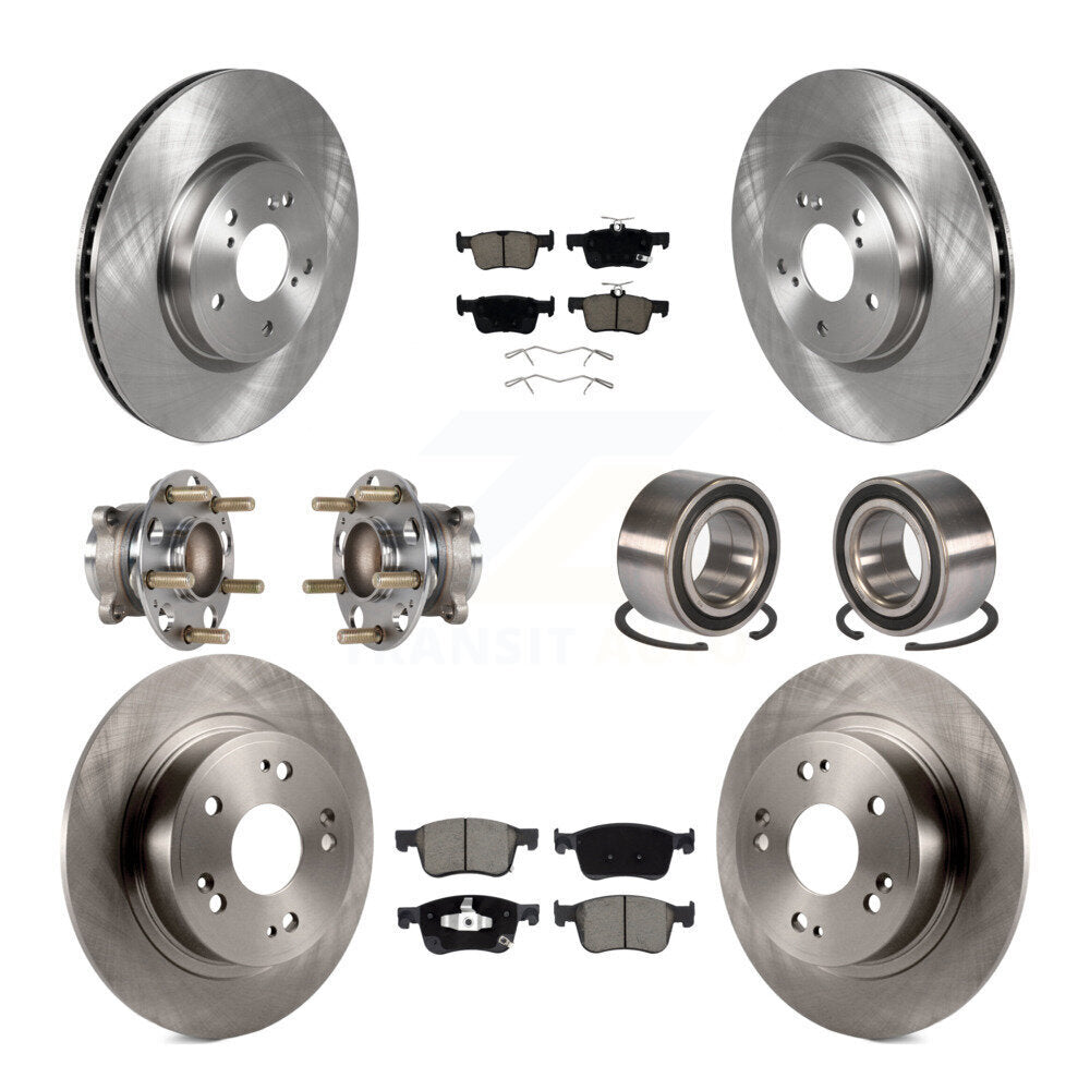 Hub Bearings Disc Brake Rotors And Pads Front Rear Kit (10Pc) For Honda Accord