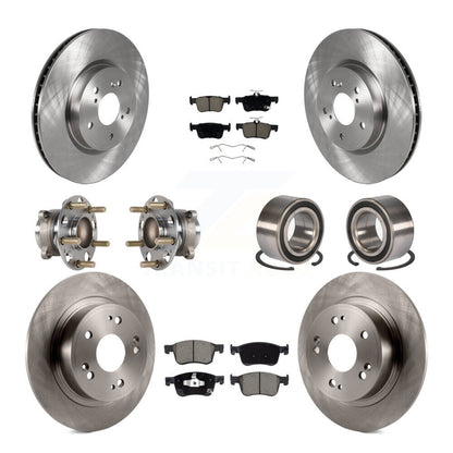 Hub Bearings Disc Brake Rotors And Pads Front Rear Kit (10Pc) For Honda Accord