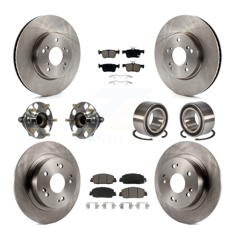 Hub Bearings Disc Brake Rotors And Pads Front Rear Kit (10Pc) For Honda Accord