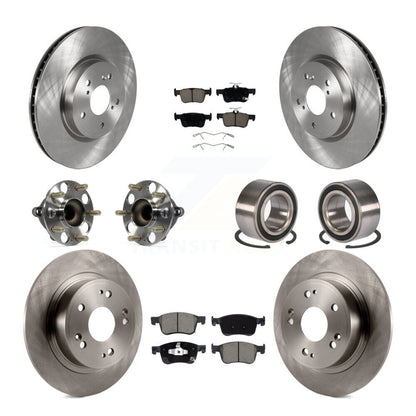 Hub Bearings Disc Brake Rotors And Pads Front Rear Kit (10Pc) For Honda Accord