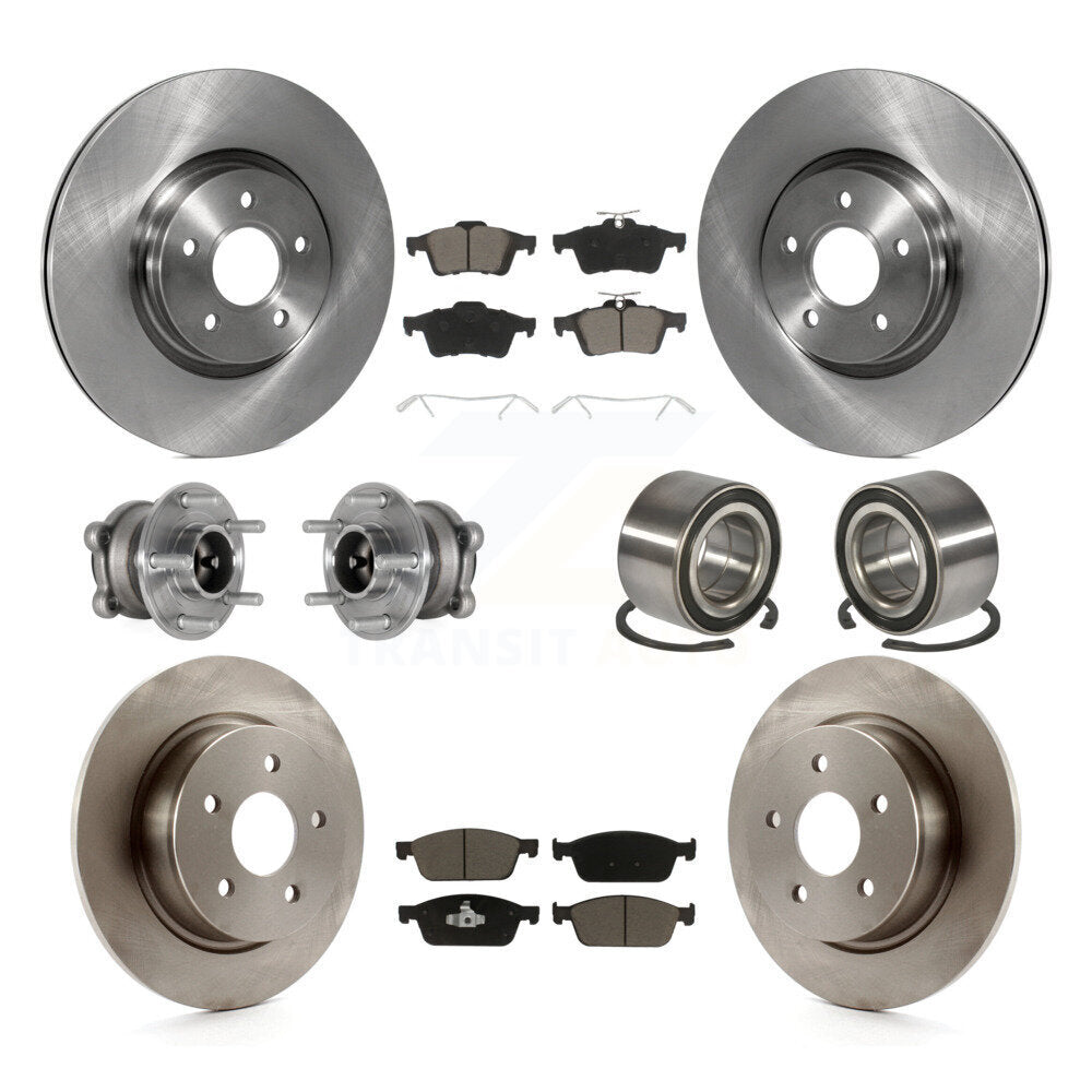Hub Bearing Brake Rotor Pads Front Rear Kit (10Pc) For Ford Escape FWD with 2.0L
