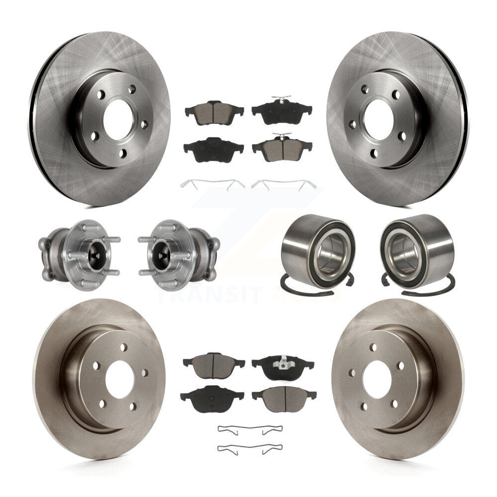 Wheel Hub Bearing Disc Brake Rotor And Pads Front Rear Kit (10Pc) For Ford C-Max