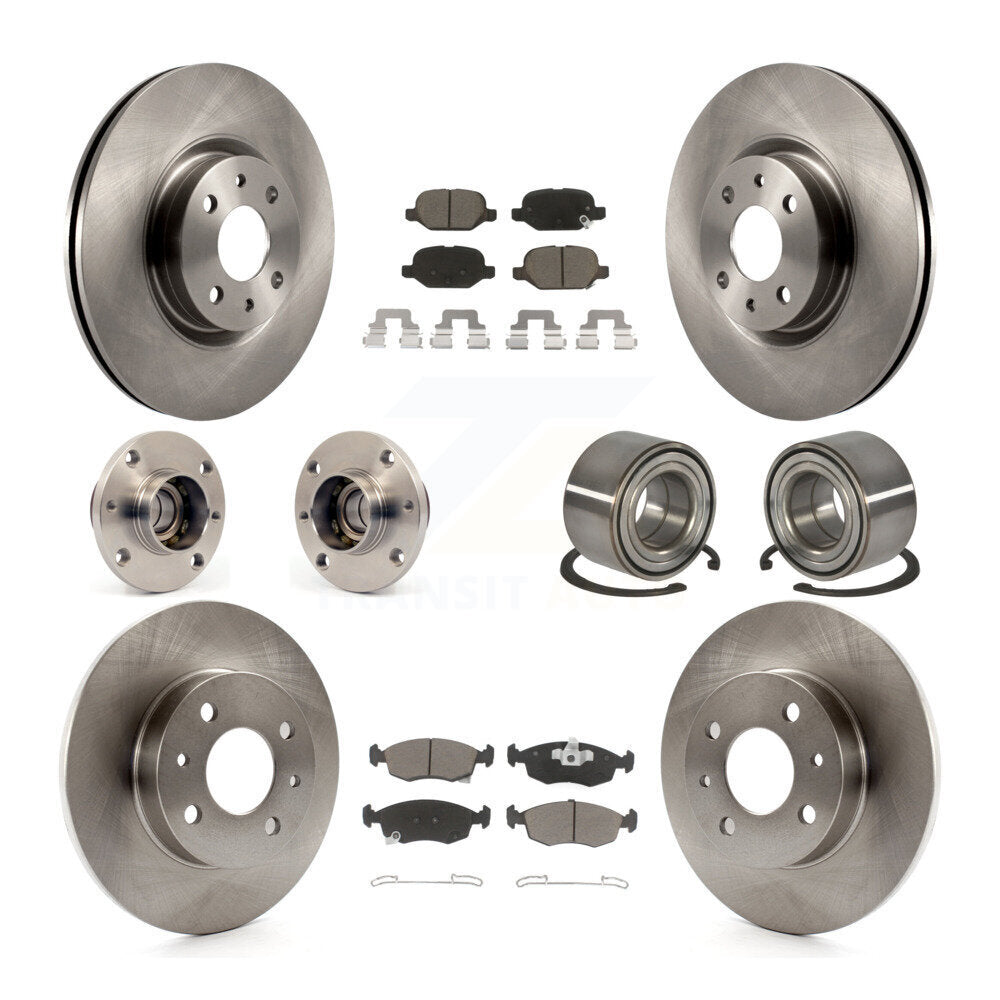 Hub Bearing Disc Brake Rotor And Ceramic Pads Front Rear Kit (10Pc) For Fiat 500