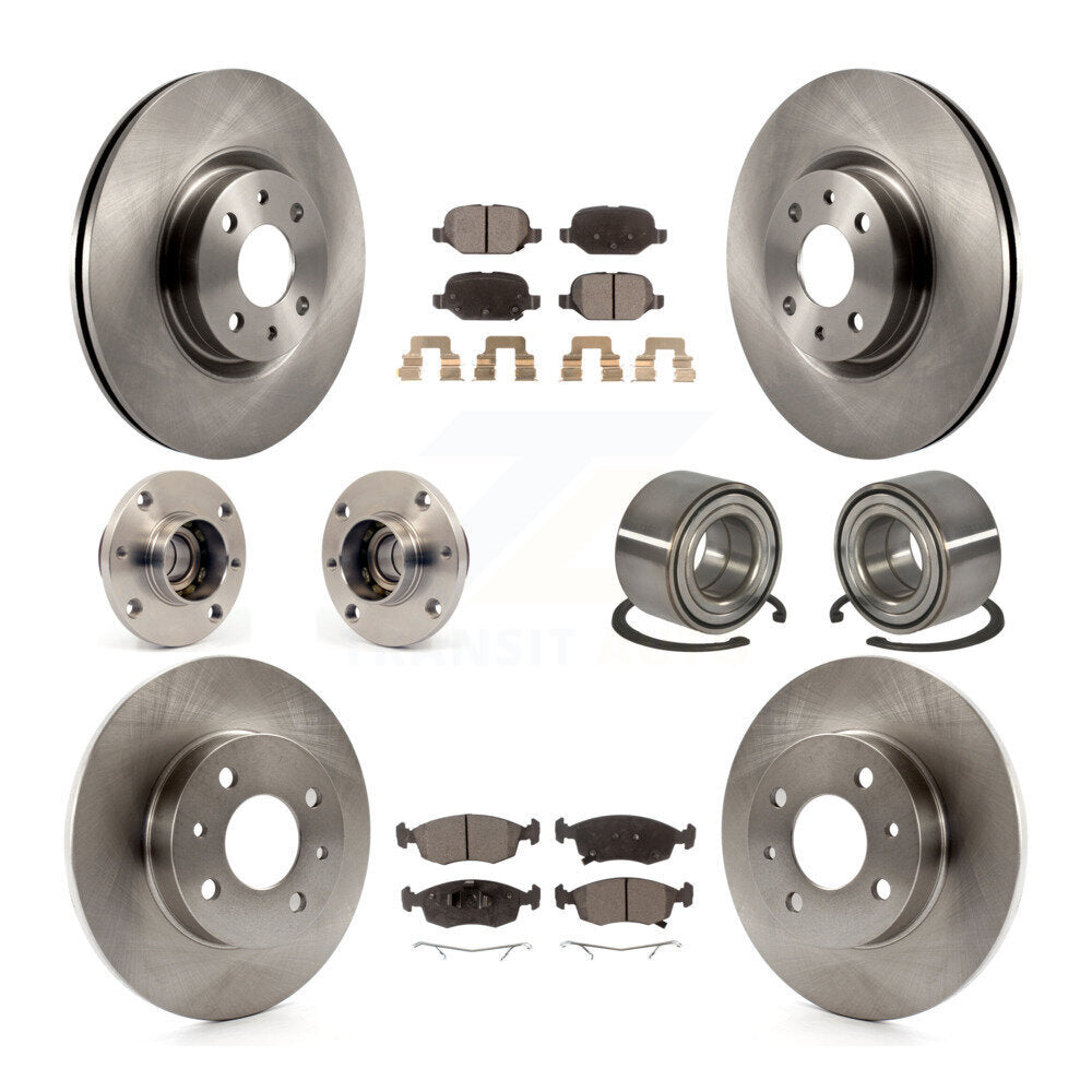 Hub Bearing Assembly Disc Brake Rotor And Pad Front Rear Kit (10Pc) For Fiat 500