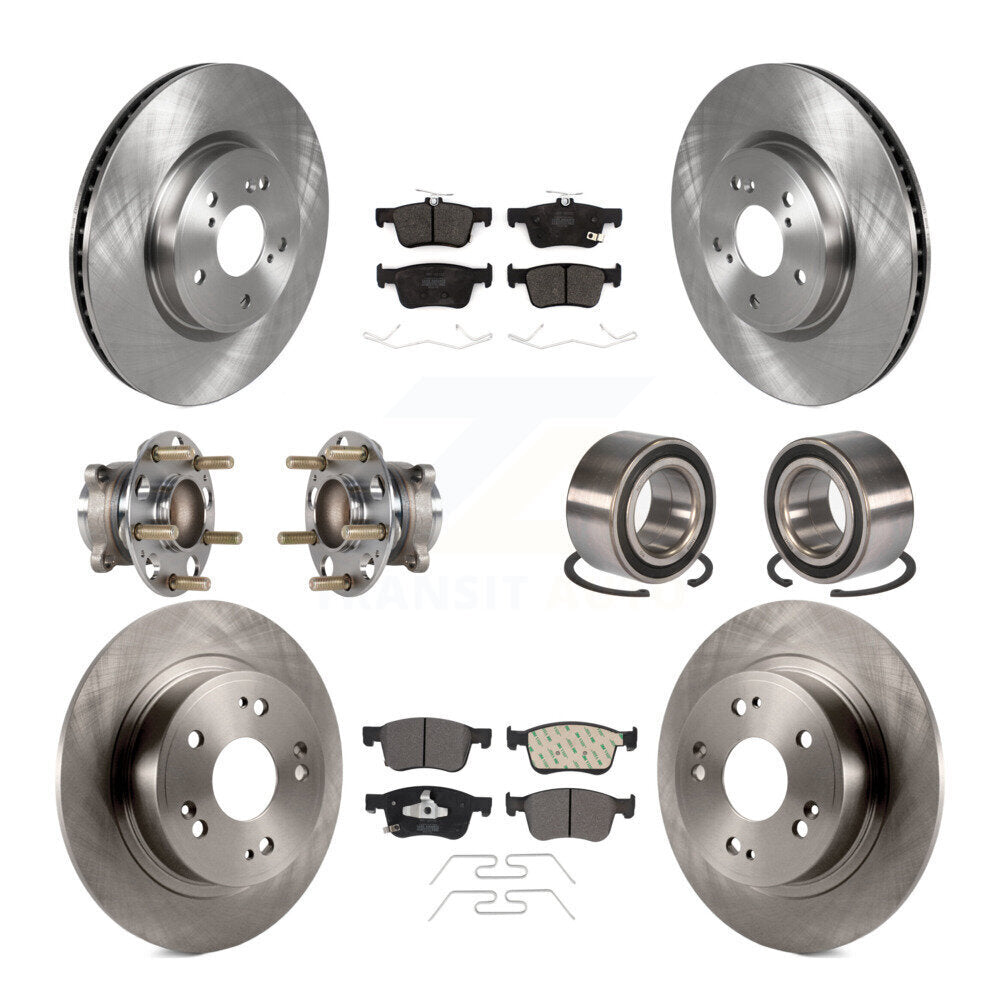 Hub Bearings Disc Brake Rotors And Pads Front Rear Kit (10Pc) For Honda Accord