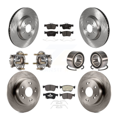 Hub Bearings Disc Brake Rotors And Pads Front Rear Kit (10Pc) For Honda Accord