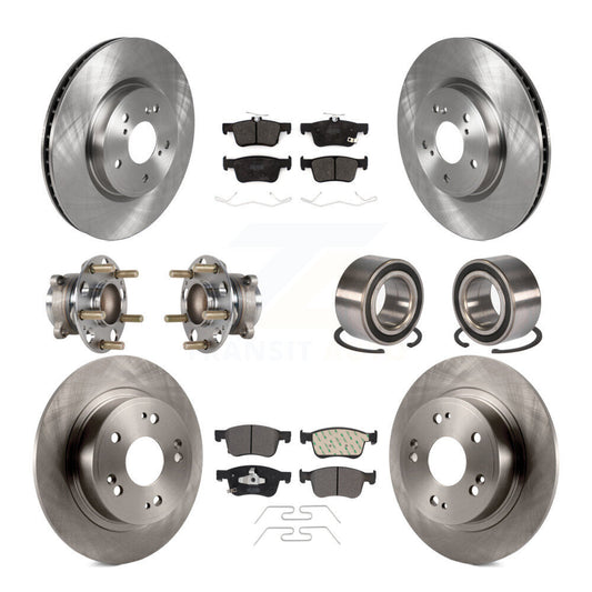Hub Bearings Disc Brake Rotors And Pads Front Rear Kit (10Pc) For Honda Accord