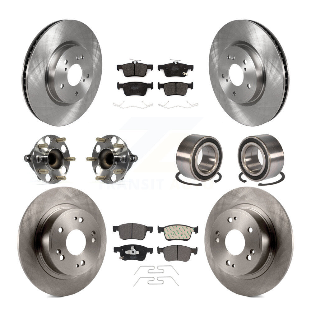 Hub Bearings Disc Brake Rotors And Pads Front Rear Kit (10Pc) For Honda Accord