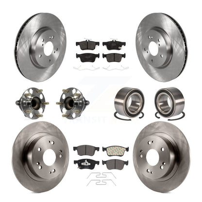 Hub Bearings Disc Brake Rotors And Pads Front Rear Kit (10Pc) For Honda Accord