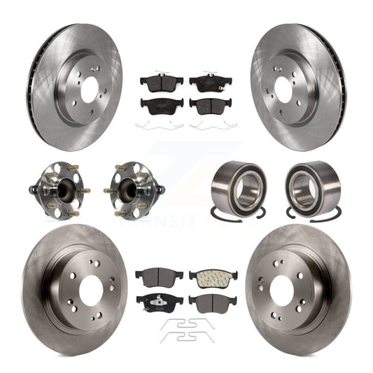 Hub Bearings Disc Brake Rotors And Pads Front Rear Kit (10Pc) For Honda Accord