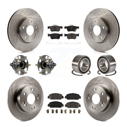 Hub Bearings Disc Brake Rotors And Pads Front Rear Kit (10Pc) For Honda Accord