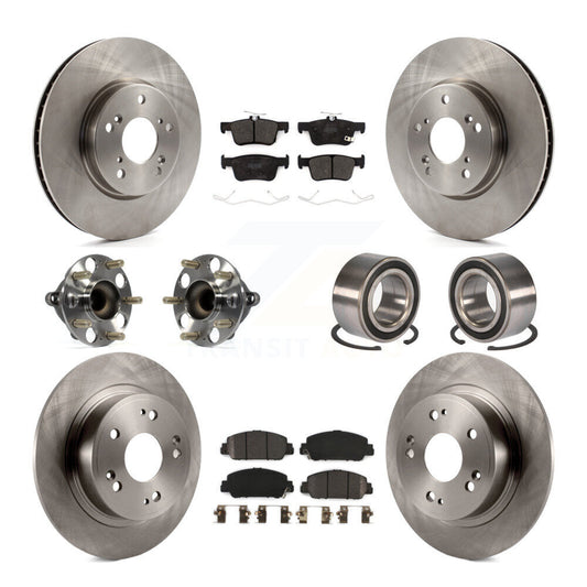 Hub Bearings Disc Brake Rotors And Pads Front Rear Kit (10Pc) For Honda Accord