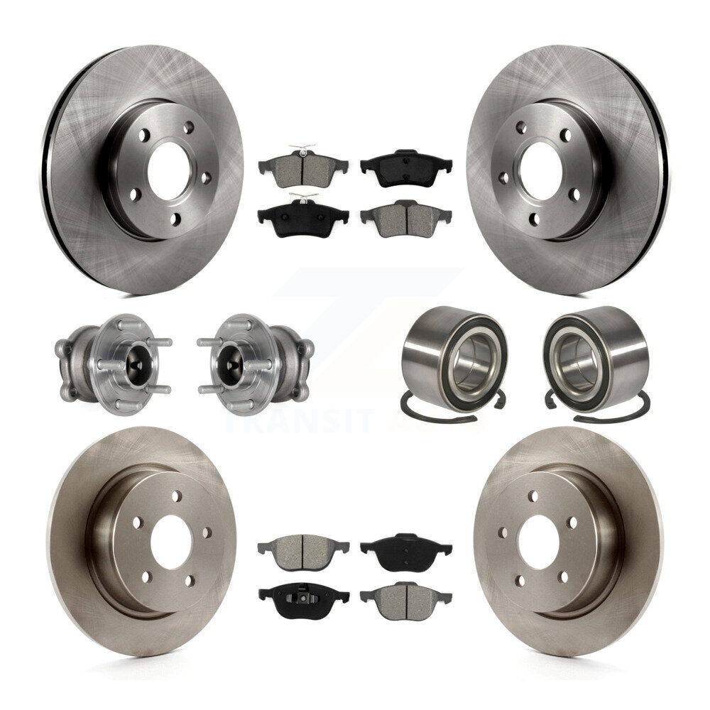 Wheel Hub Bearing Disc Brake Rotor And Pads Front Rear Kit (10Pc) For Ford C-Max