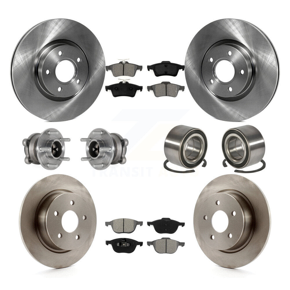 Hub Bearing Disc Brake Rotor And Pad Front Rear Kit (10Pc) For Ford Escape C-Max
