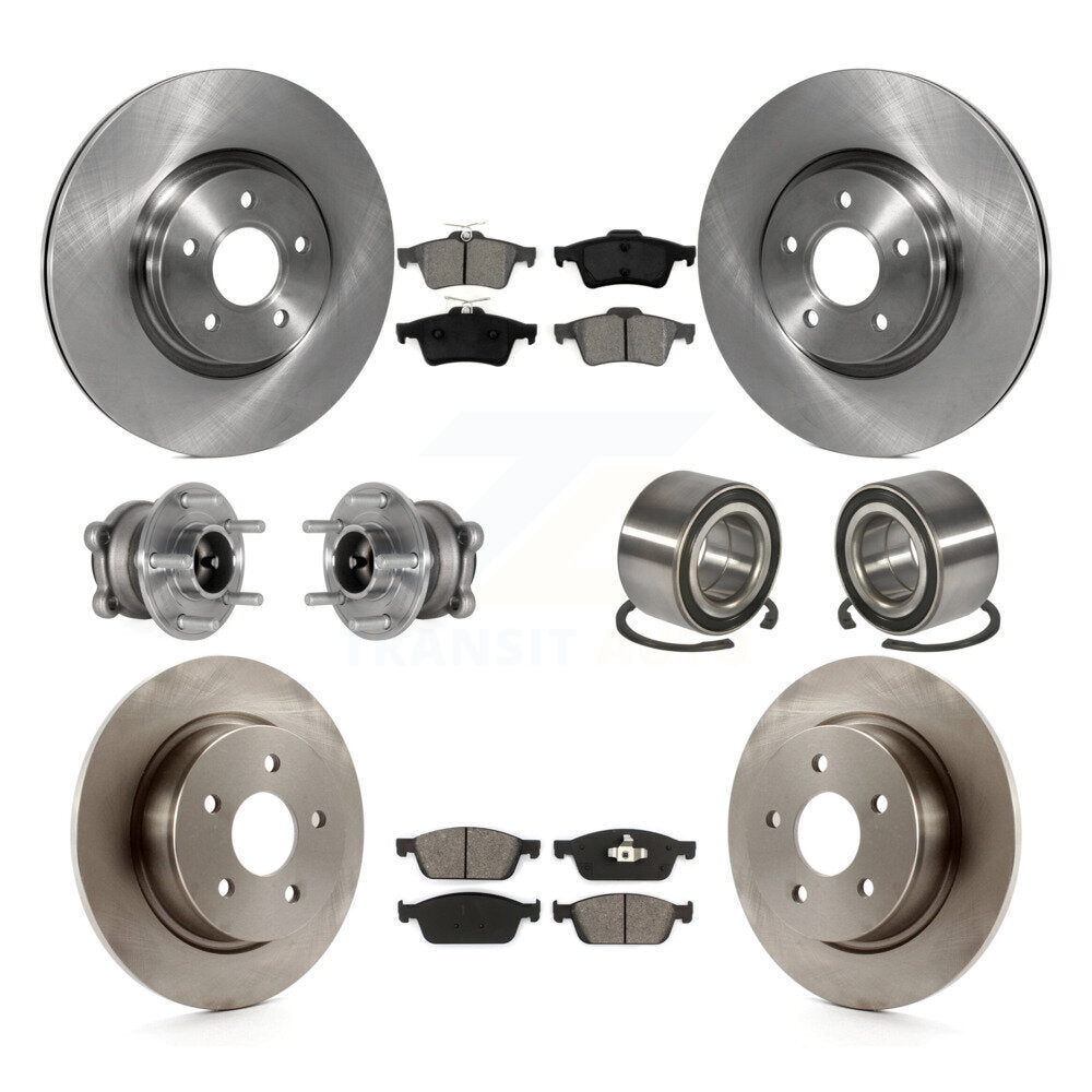 Hub Bearing Brake Rotor Pads Front Rear Kit (10Pc) For Ford Escape FWD with 2.0L