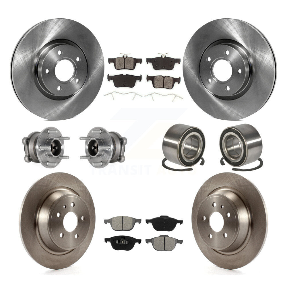 Wheel Hub Bearing Disc Brake Rotor And Pad Front Rear Kit (10Pc) For Ford Escape