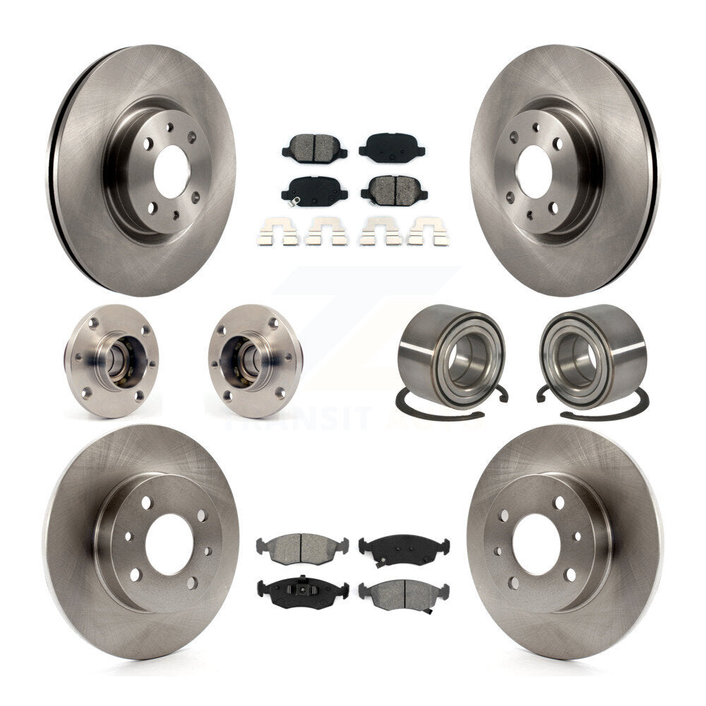 Hub Bearing Assembly Disc Brake Rotor And Pad Front Rear Kit (10Pc) For Fiat 500