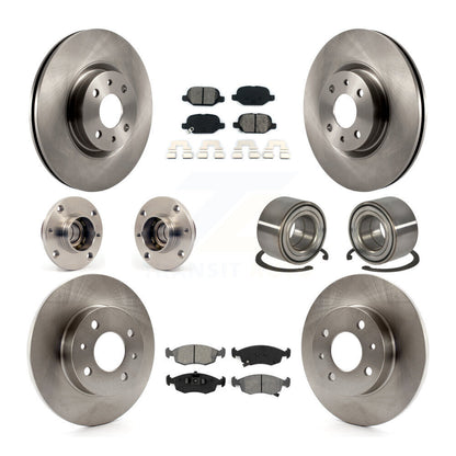 Hub Bearing Assembly Disc Brake Rotor And Pad Front Rear Kit (10Pc) For Fiat 500