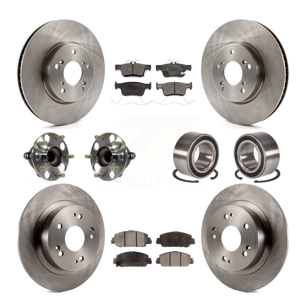 Hub Bearings Disc Brake Rotors And Pads Front Rear Kit (10Pc) For Honda Accord