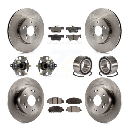 Hub Bearings Disc Brake Rotors And Pads Front Rear Kit (10Pc) For Honda Accord