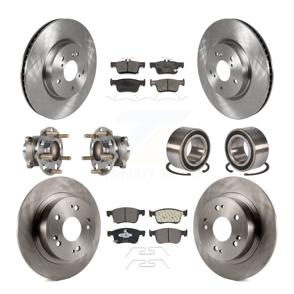 Hub Bearings Disc Brake Rotors And Pads Front Rear Kit (10Pc) For Honda Accord