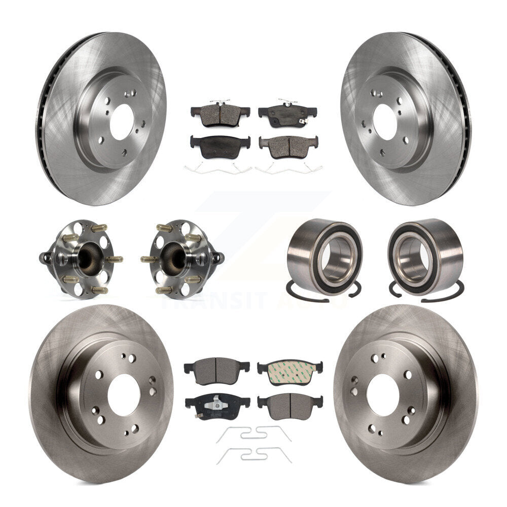 Hub Bearings Disc Brake Rotors And Pads Front Rear Kit (10Pc) For Honda Accord