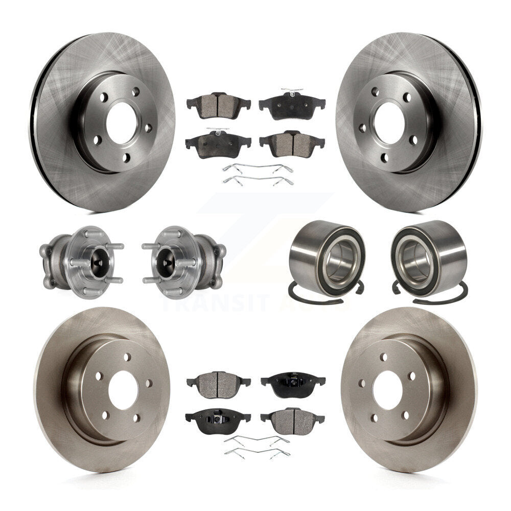 Wheel Hub Bearing Disc Brake Rotor And Pads Front Rear Kit (10Pc) For Ford C-Max