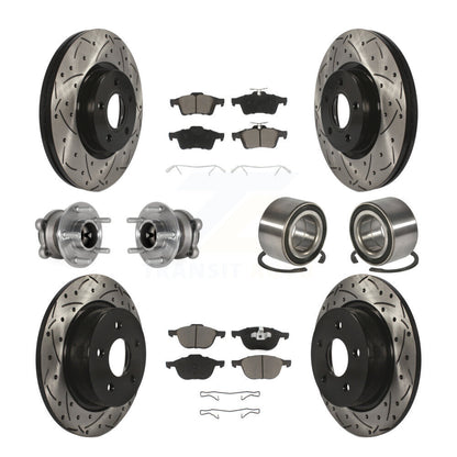 Hub Bearing Coated Brake Rotor & Pad Front Rear Kit (10Pc) For Ford Escape C-Max
