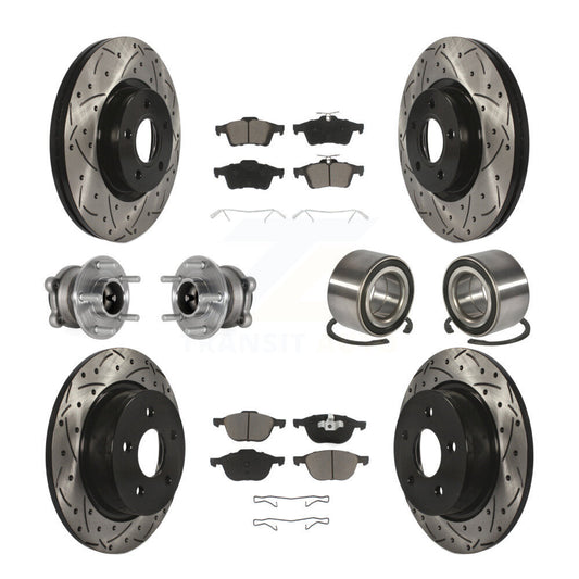 Hub Bearing Coated Brake Rotor & Pad Front Rear Kit (10Pc) For Ford Escape C-Max