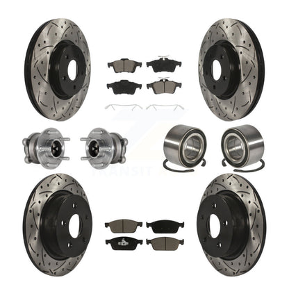 Hub Bearing Coated Disc Brake Rotor & Pads Front Rear Kit (10Pc) For Ford Escape