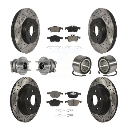 Hub Bearing Coated Disc Brake Rotor And Pad Front Rear Kit (10Pc) For Ford C-Max
