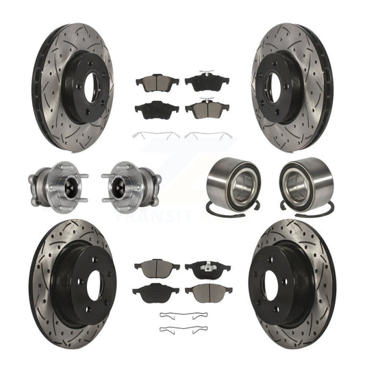 Hub Bearing Coated Disc Brake Rotor And Pad Front Rear Kit (10Pc) For Ford C-Max