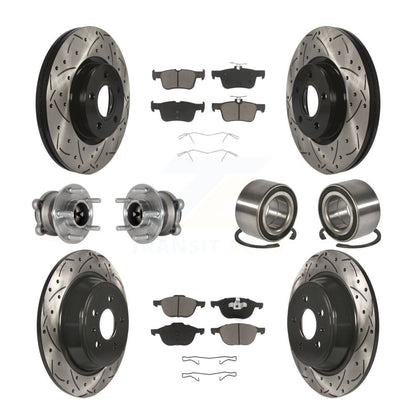 Hub Bearing Coated Disc Brake Rotor & Pads Front Rear Kit (10Pc) For Ford Escape
