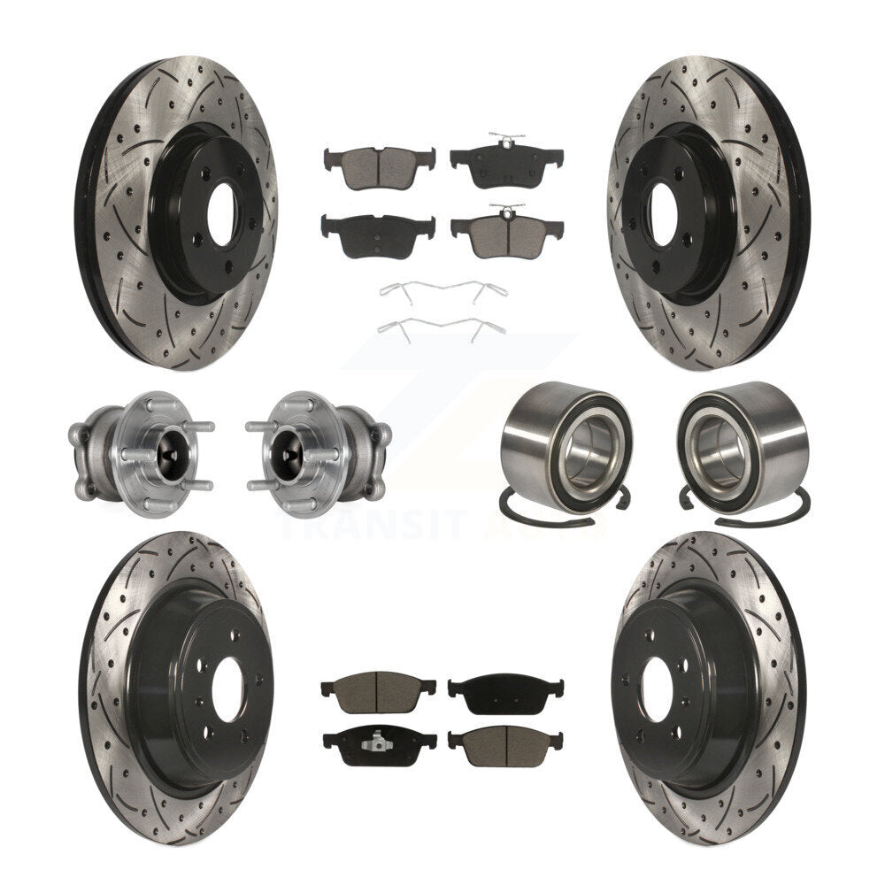 Hub Bearing Coated Brake Rotor Pad Front Rear Kit (10Pc) For Ford Escape Lincoln