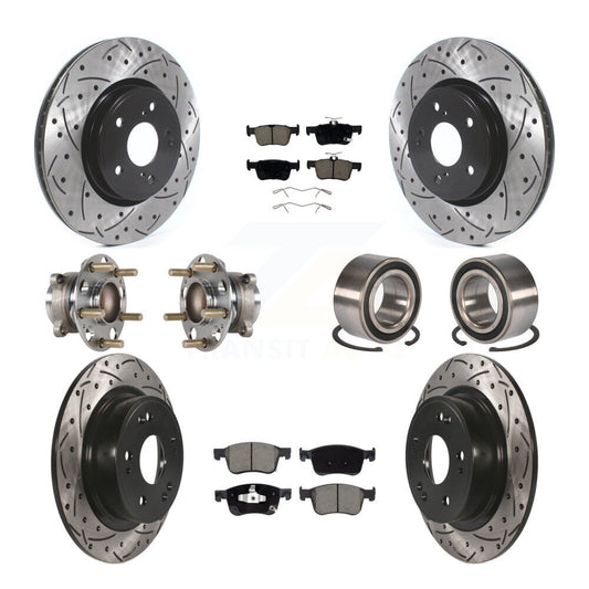 Hub Bearing Coated Disc Brake Rotor & Pad Front Rear Kit (10Pc) For Honda Accord