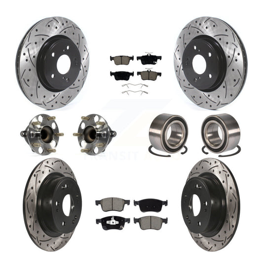 Hub Bearing Coated Disc Brake Rotor & Pad Front Rear Kit (10Pc) For Honda Accord