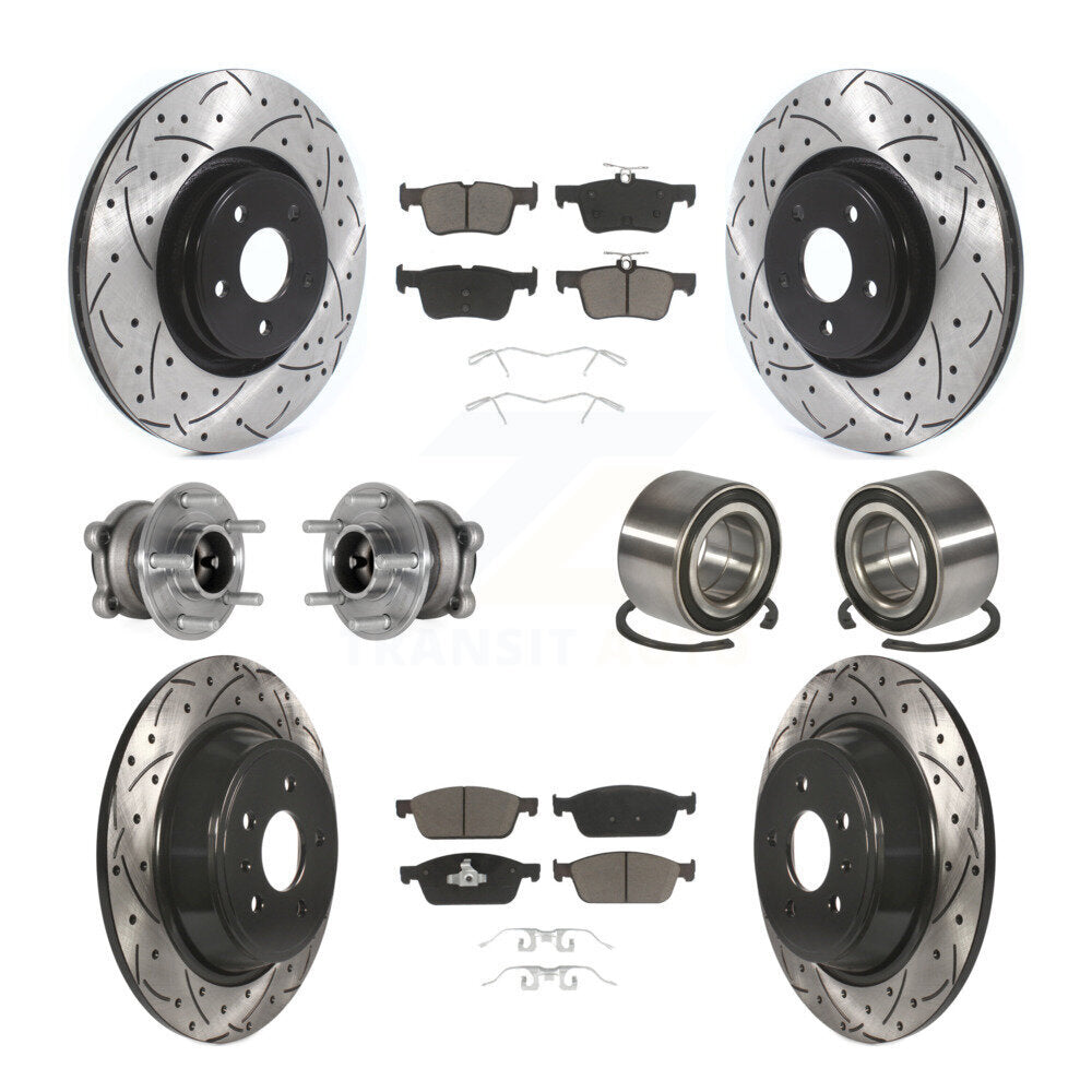 Hub Bearing Coated Disc Brake Rotor & Pads Front Rear Kit (10Pc) For Lincoln MKC