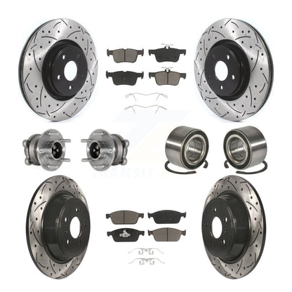 Hub Bearing Coated Disc Brake Rotor & Pads Front Rear Kit (10Pc) For Lincoln MKC