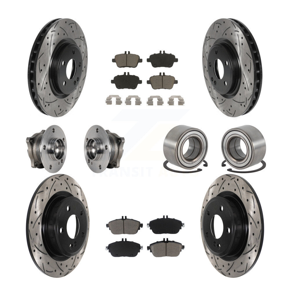 Hub Bearing Coat Brake Rotor Pads Front Rear Kit (10Pc) For Mercedes-Benz GLA250