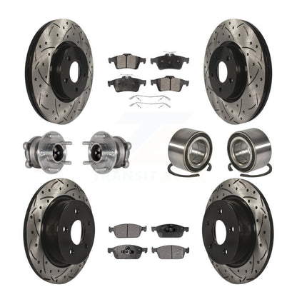 Hub Bearing Coated Disc Brake Rotor & Pads Front Rear Kit (10Pc) For Ford Escape